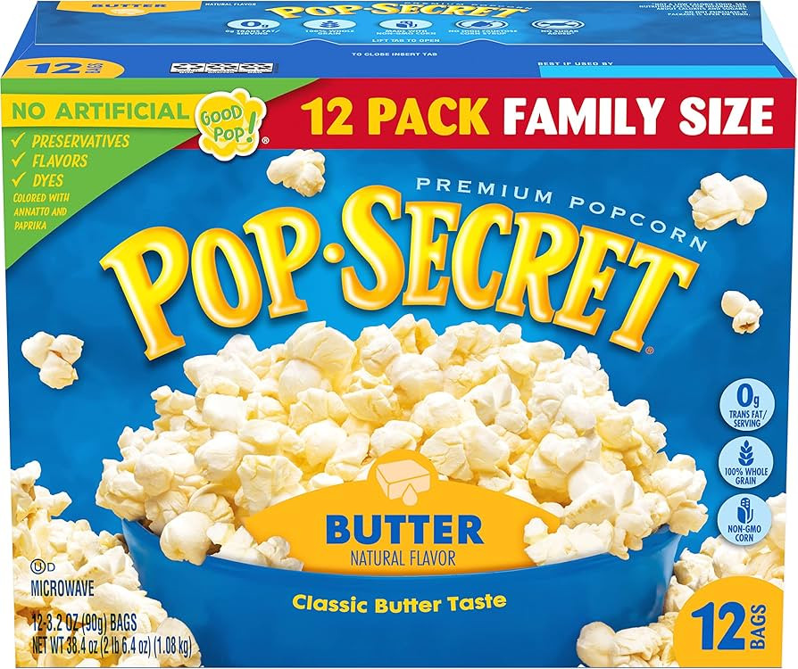 Pop Secret Butter Microwave Popcorn 12ct (3.2oz Bags), 38.4oz Box (Pack of 1) | Amazon (US)
