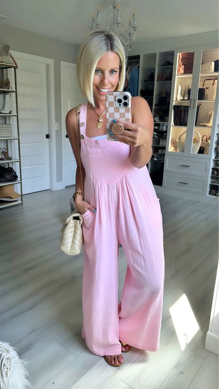 These lightweight pink overalls are so cute and comfy for summer!!! Pink not your color? It comes in lots of color options!!!
⬇️⬇️⬇️
Overalls and tune top size small
Sandals sized up 1/2 size

#LTKStyleTip #LTKSaleAlert #LTKFindsUnder50