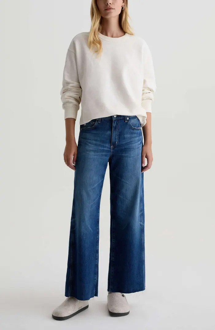 AG Saige Raw Hem Ankle Wide Leg Jeans | Nordstrom | Nordstrom