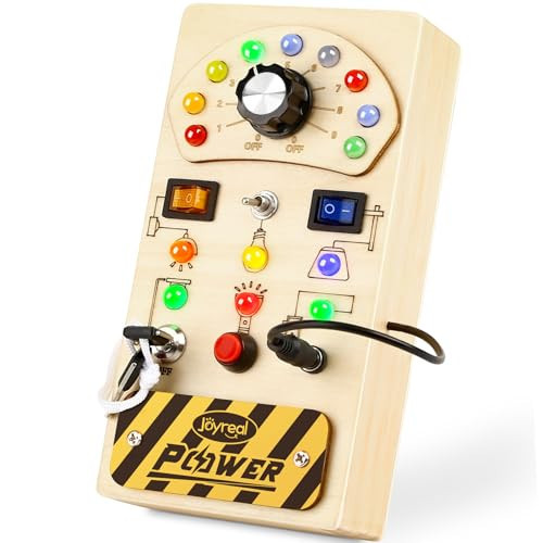 Joyreal Toddler Busy Board, Wooden Montessori Busy Board Sensory Board with LED Light Switch, Sensory Toys Baby Fidget Board Travel Toys for Toddler | Amazon (US)