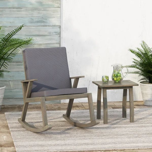 Outdoor Bosley Rocking Solid Wood Chair with Cushions | Wayfair North America