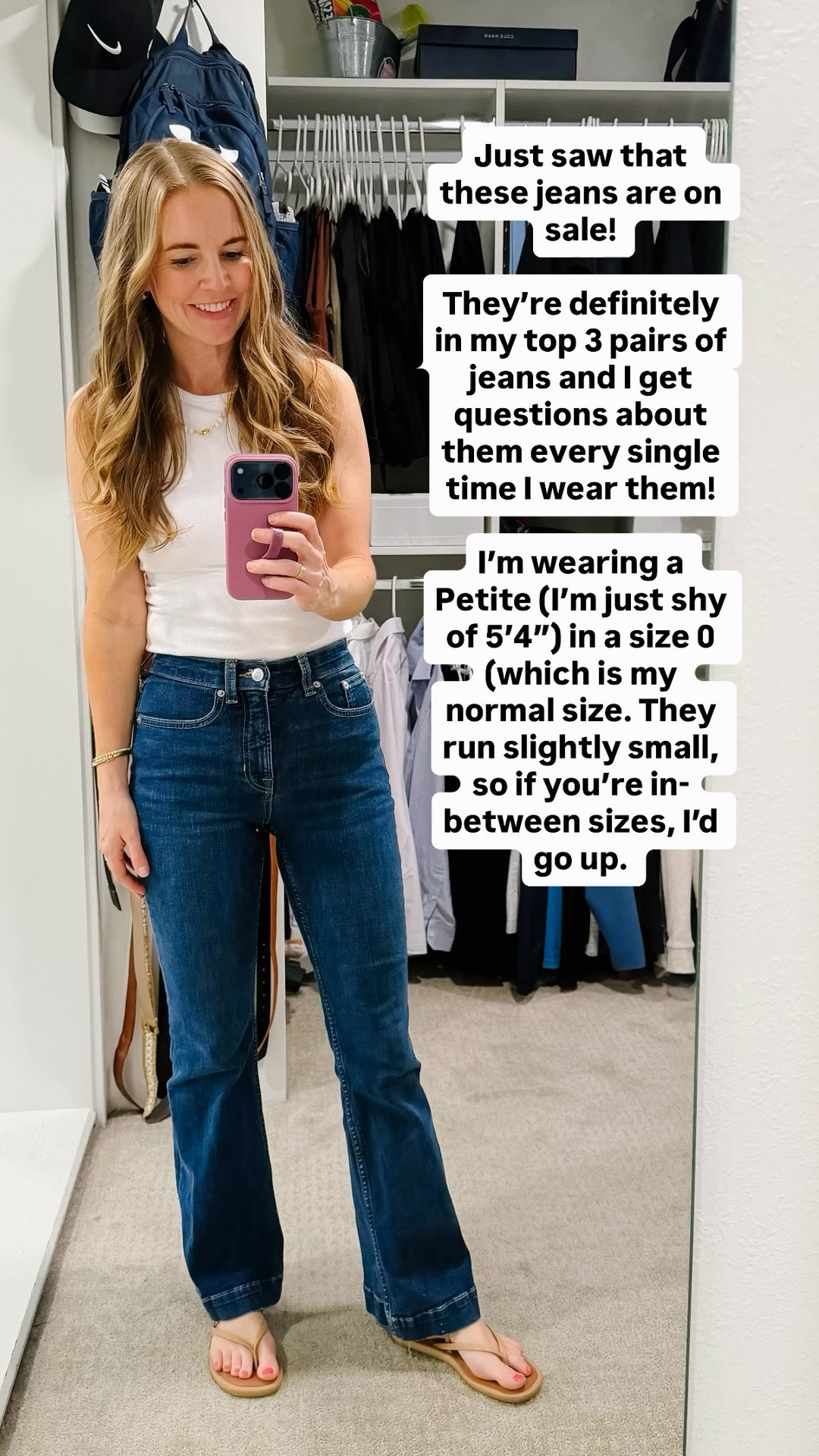 These jeans are so good and perfect for year-round wear! 

Sizing details: I’m wearing a petite length (I’m just shy of 5’4) and my normal size (0). They run a tiny bit small so if you’re in-between sizes, go up!