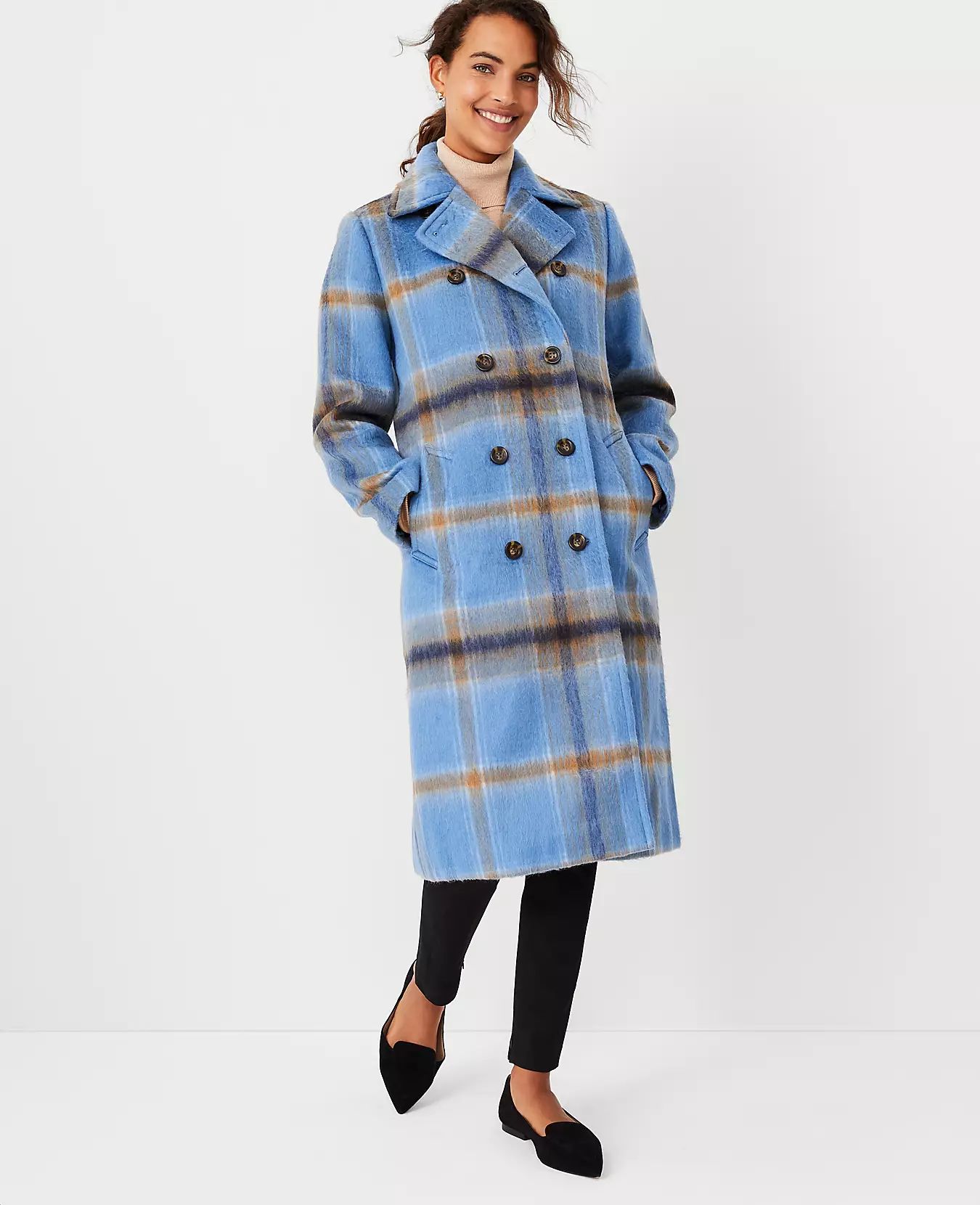 Petite Plaid Double Breasted Coat | Ann Taylor (US)