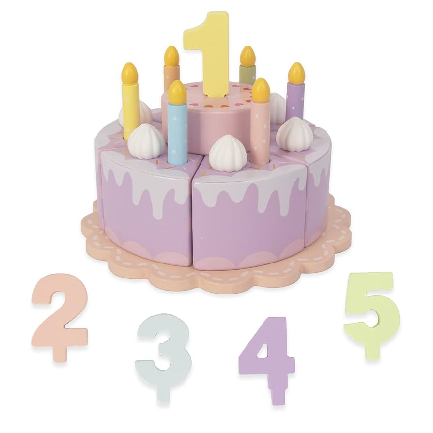 Pretend Play Food for Toddlers 2-5,Wooden Birthday Fake Cake with Candles and Numbers,Tea Party L... | Amazon (US)