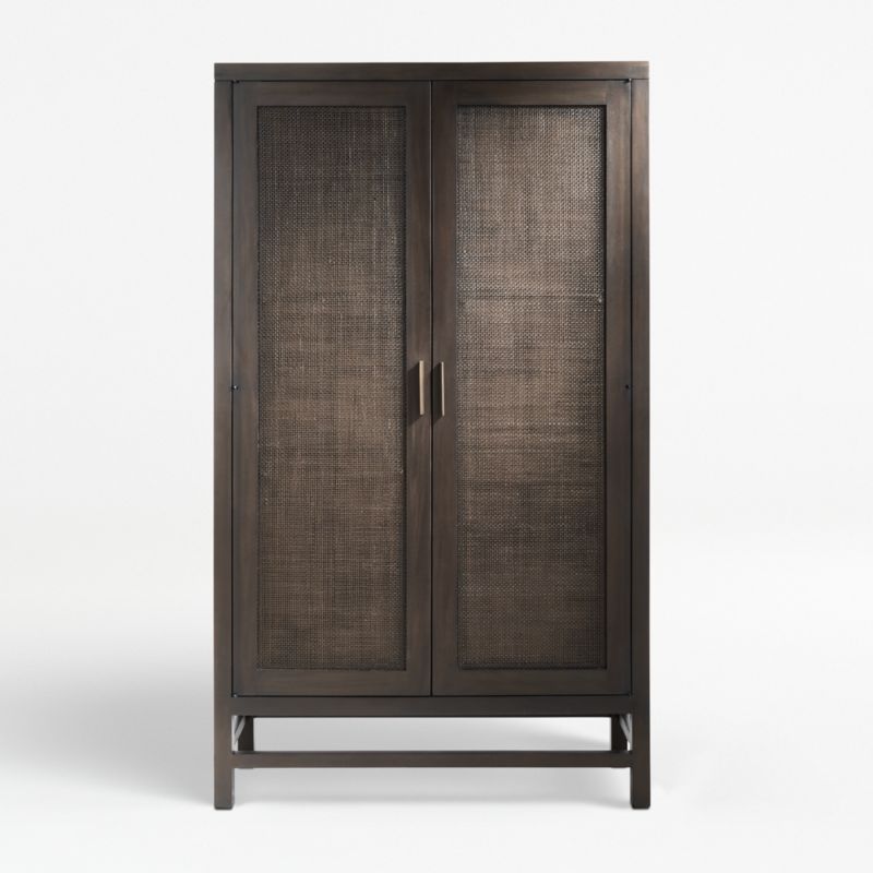 Blake Dark Brown Teak and Rattan 2-Door Cabinet + Reviews | Crate & Barrel | Crate & Barrel