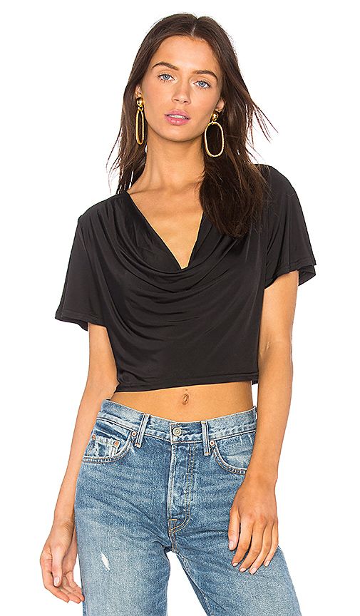 h:ours x REVOLVE Elias Crop Tee in Black. - size M (also in S,XS) | Revolve Clothing