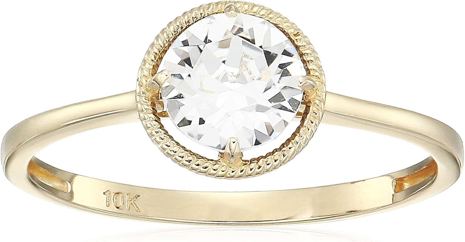 10k Gold Round-Cut Birthstone Ring made with Swarovski Crystal | Amazon (US)