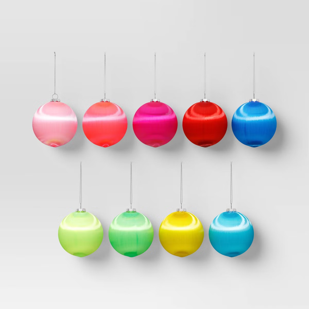 9ct 90mm Christmas Thread Wrapped Ornament Set Yellow/Pink/Green/Blue/Red - Wondershop™ | Target