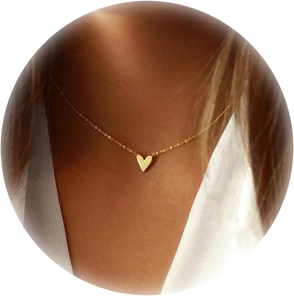 Collner 14K Gold Heart Pendant Necklace for Women Dainty Star Necklace Tiny Evil Eye Choker Neckl... | Amazon (US)