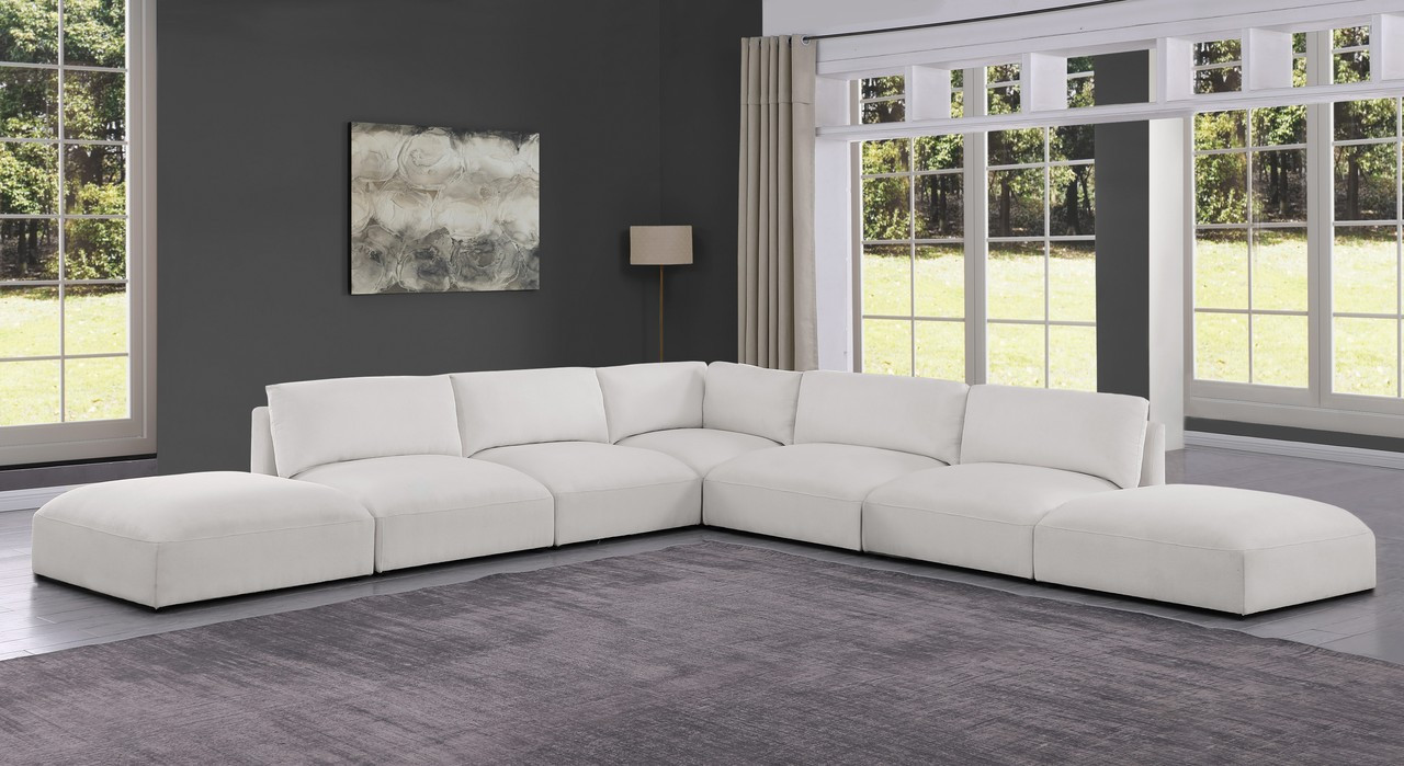 Ease Polyester Fabric 7 Piece Modular Sectional In Cream | 1stopbedrooms