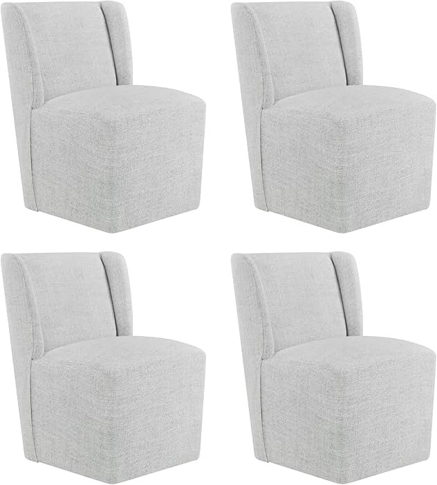 Upholstered Dining Chair with Casters Wingback Modern Side Armless Deskchair with Rollers for Din... | Amazon (US)
