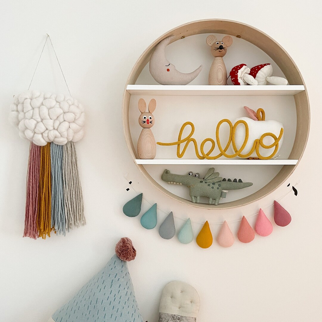 Hello Wire Words Sign / Knitted Wall Decor / Hanging Art for Modern Nursery / Gift for Newborn Ba... | Etsy (UK)