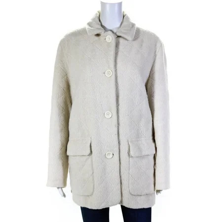 Pre-ownedAgnona Womens Quilted Button Down Coat Cream Size Medium | Walmart (US)
