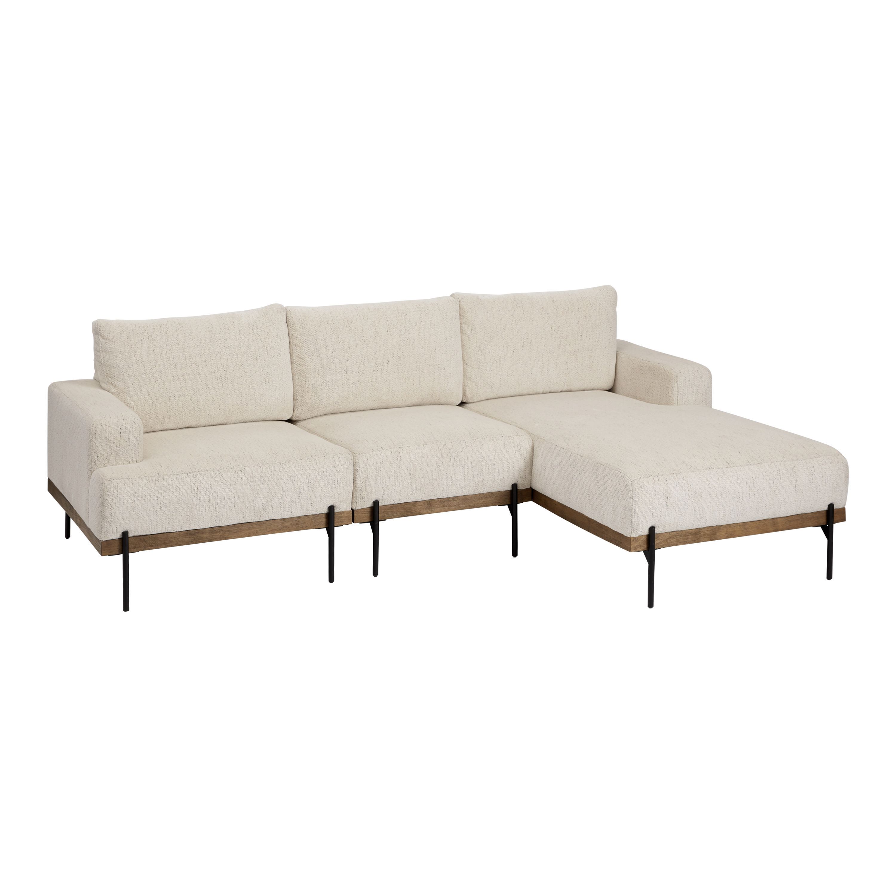 Frances Ivory Right Facing 3 Piece Sectional Sofa | World Market