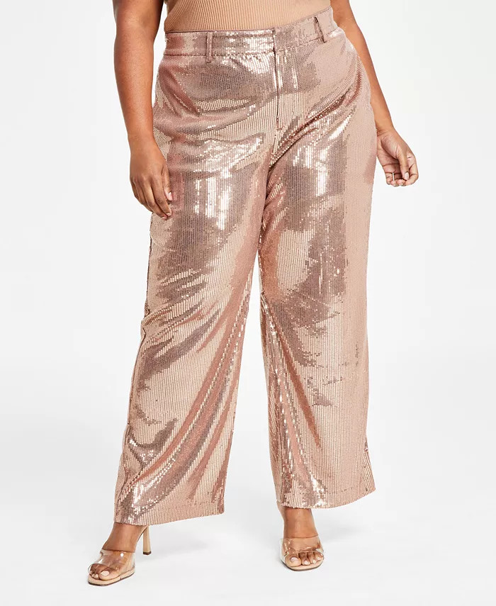 Nina Parker Trendy Plus Size Sequined Wide-Leg Pants - Macy's | Macy's