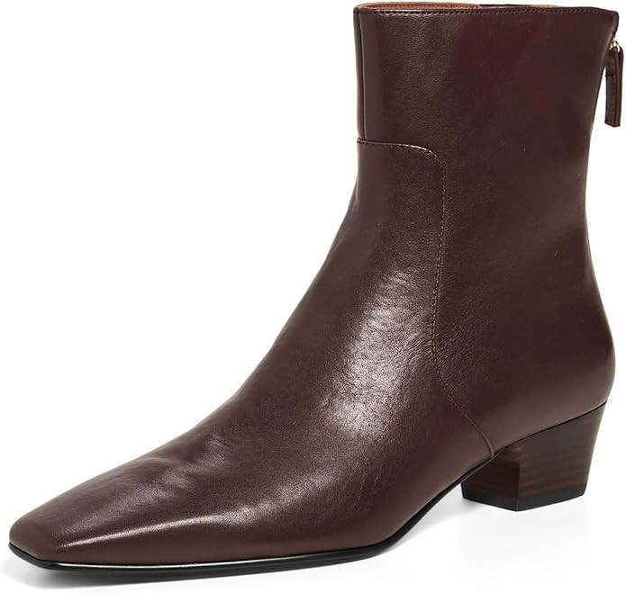 Coutgo Women's Square Toe Ankle Boots Block Low Heel Back Zipper Booties | Amazon (US)