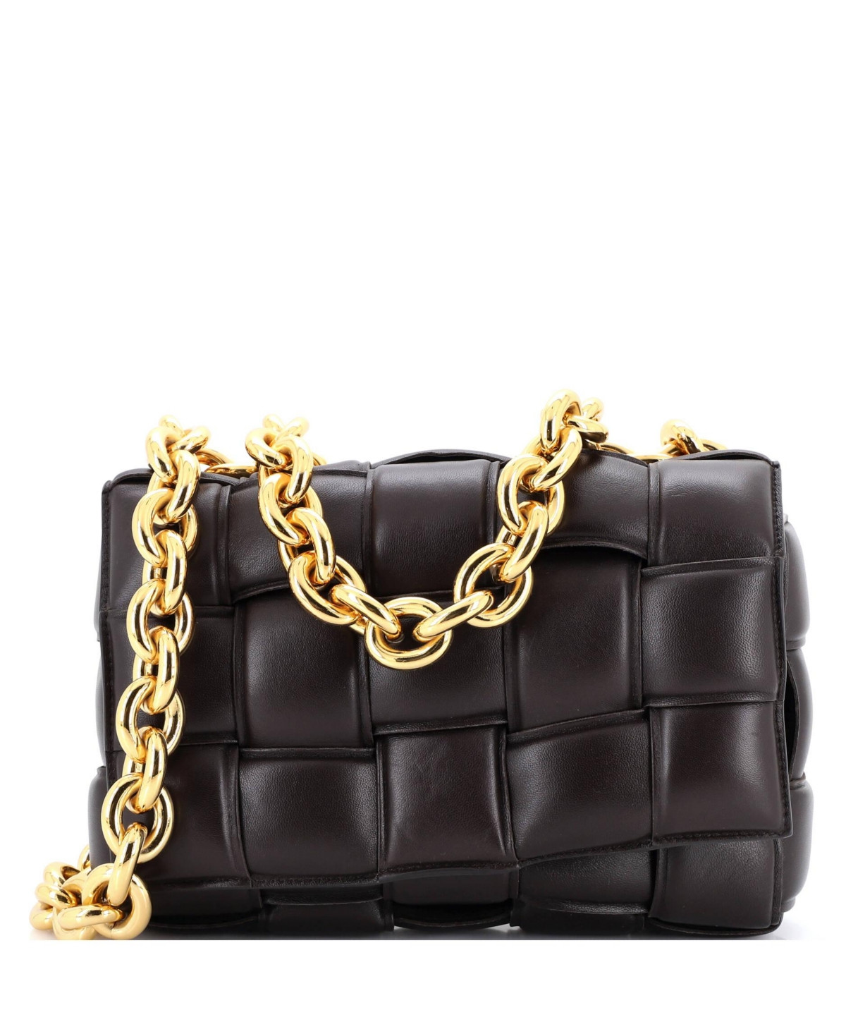 Pre-Owned Bottega Veneta Cassette Chain Crossbody Bag Padded Maxi Intrecciato Leather - Brown | Macy's