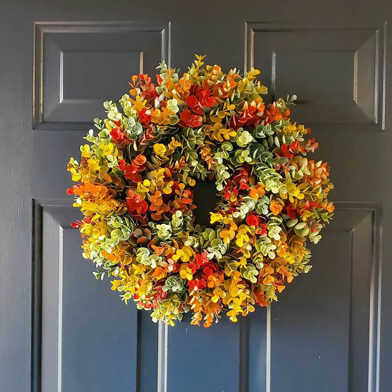 Autumn Wreath Frame Fall Decor - Artificial Fall Eucalyptus Farmhouse Wreaths Decor for Front Door,  | Amazon (US)