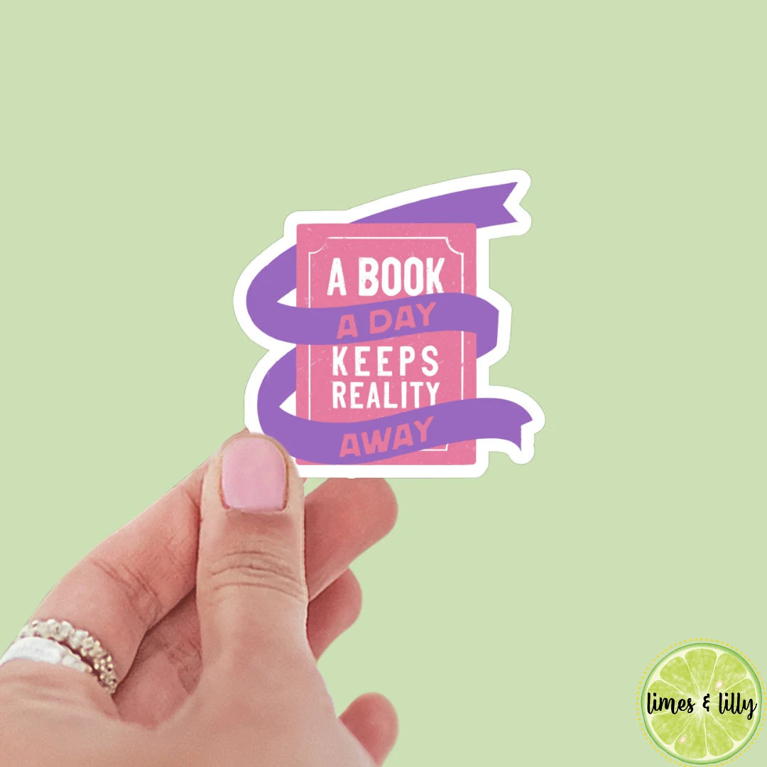 A Book a Day Keeps Reality Away Sticker, Book Stickers, Kindle, Laptop, Bookstagram,waterproof, S... | Etsy (US)