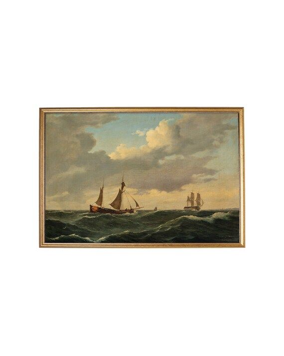 Sailboat Painting Printed and Shipped. Coastal Wall Art. Antique Seascape | Etsy (US)