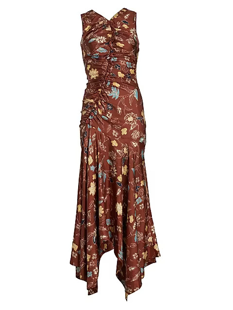Ulla Johnson Alma Floral Silk Midi-Dress | Saks Fifth Avenue