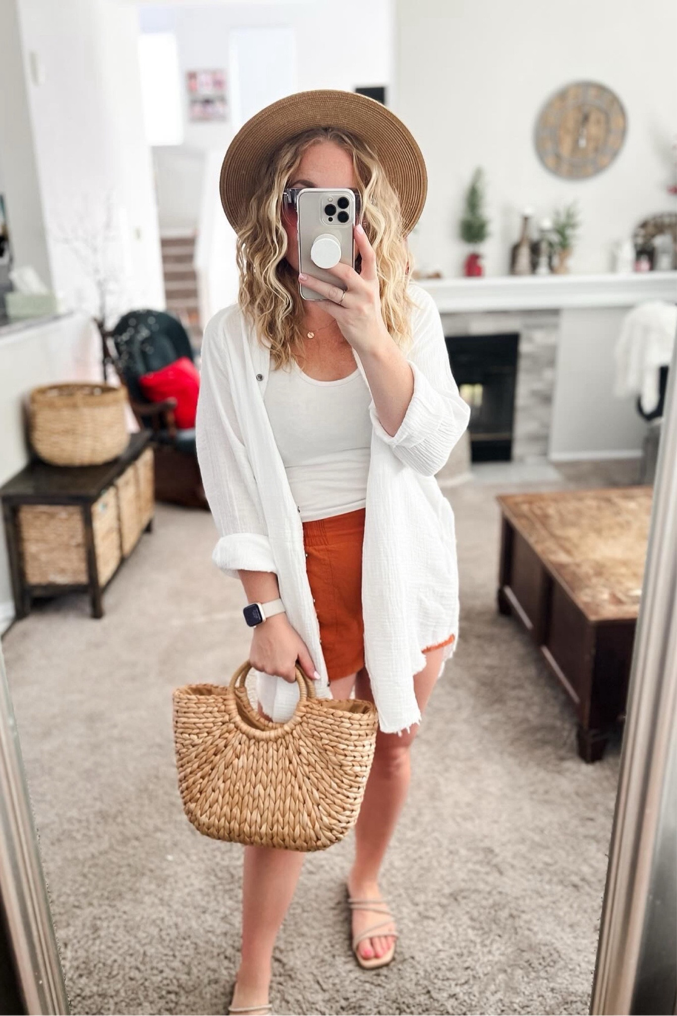 Summer outfit idea with linen shorts (these are from a 2 piece set) white crop tank top, white linen button down shirt, straw tote bag, sun hat, and sandals. 

// Summer outfits 2024, vacation outfit, travel outfit, Memorial Day sale, mom outfit ideas, summer outfit amazon, Amazon outfit ideas, casual outfit ideas, spring outfit inspo, casual fashion, amazon summer fashion, amazon casual outfit, cute casual outfit, outfit inspo, outfits amazon, outfit ideas, amazon shoes, Amazon bag, purse, size 4-6, casual summer outfits, casual outfit ideas everyday, summer fashion #ltkfindsunder100 #memorialday 

#LTKItBag #LTKTravel #LTKSaleAlert