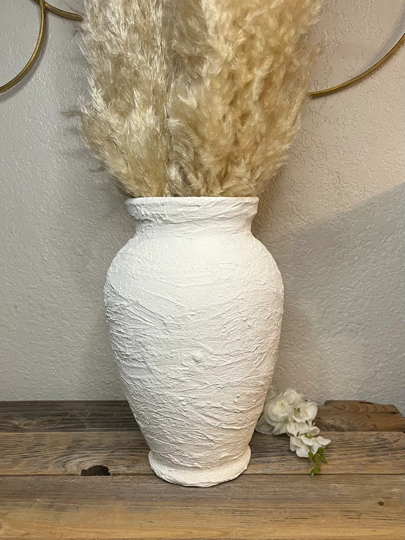 Modern Textured White Vase - Etsy | Etsy (US)