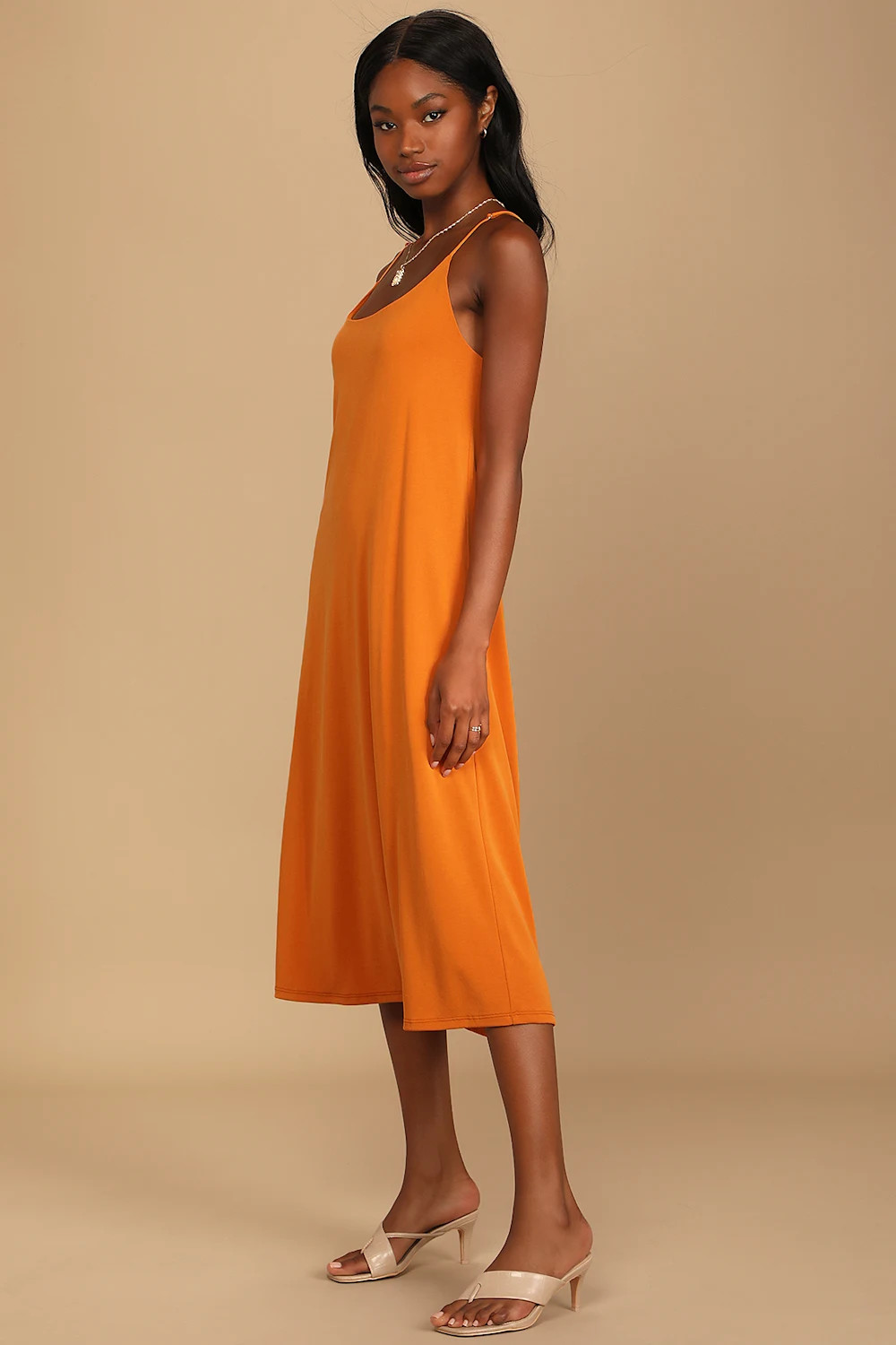 Burst of Brightness Orange Column Midi Dress | Lulus (US)