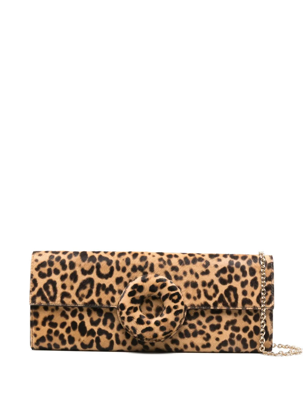 Aquazzura leopard-print ring-detail clutch - Brown | Farfetch Global