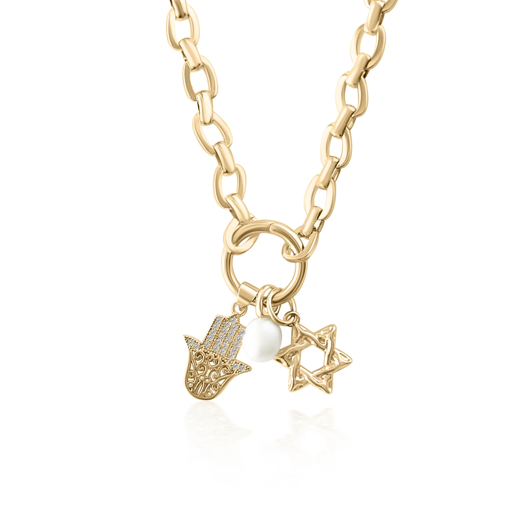 Good Karma Hamsa Hand & Star of David Necklace - Gold Filled | YUMIYU