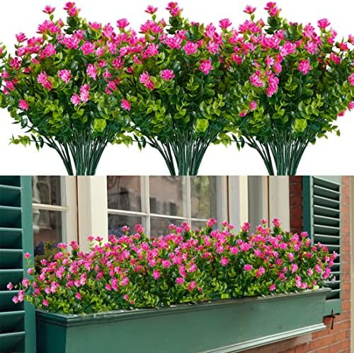 20 Bundles Artificial Flowers, Fake Artificial Greenery UV Resistant No Fade Faux Plastic Plants ... | Amazon (US)