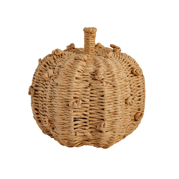 Medium Yellow Woven Knot Pumpkin | Mud Pie
