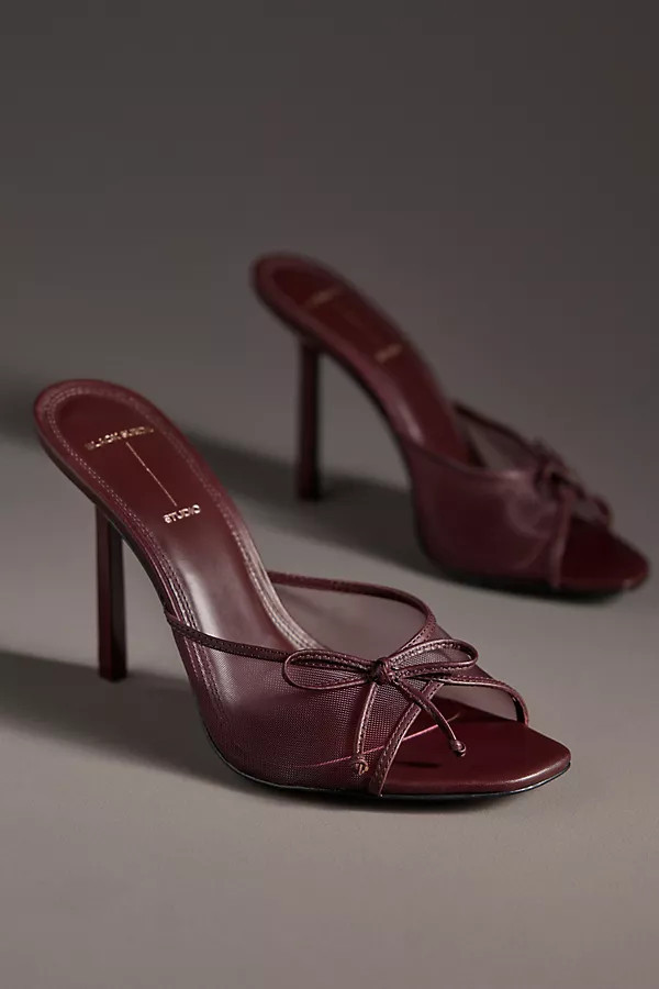 Luna Mesh Bow Open-Toe Heeled Mules | Anthropologie (US)