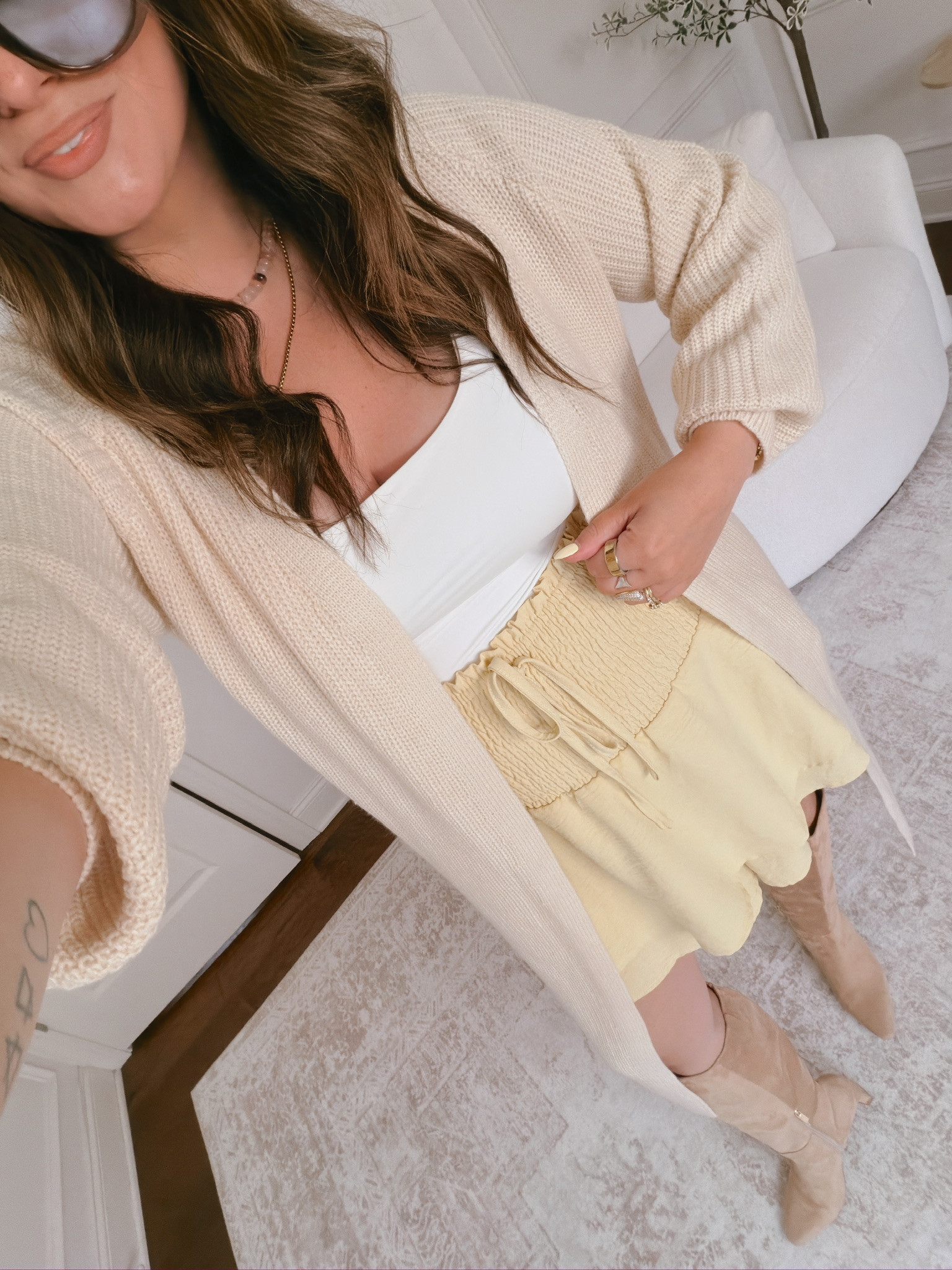 wearing an XL in the skirt and a L in the tank and cardigan 

 #LTKgrwm #LTKootd #LTKMidsize