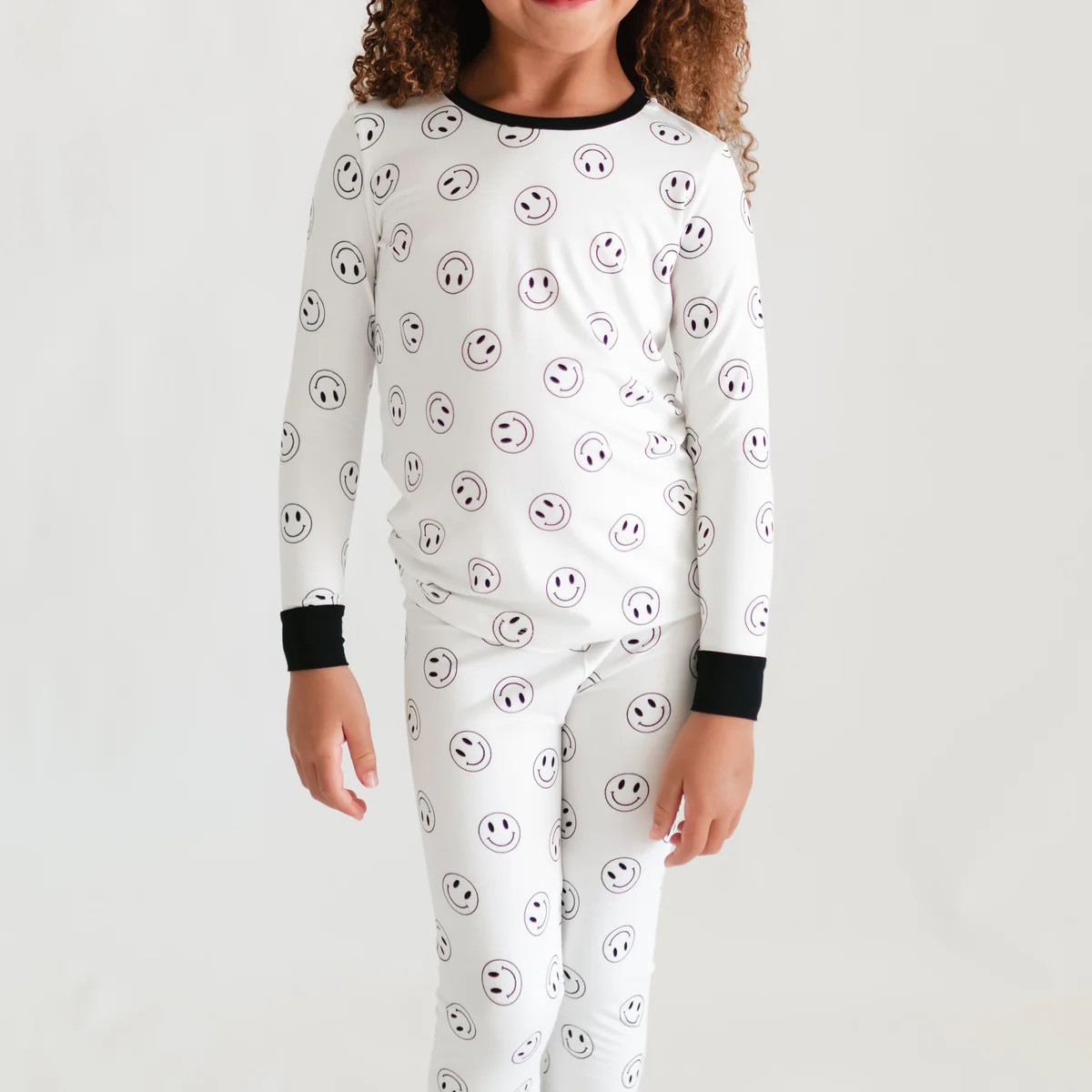 Youth Pajama Set in Black Smiley | Silks Design