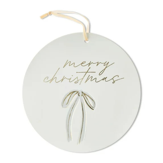 Stoneware Merry Christmas Hanging Decoration, White, 10", by My Texas House | Walmart (US)