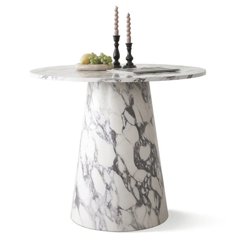 35" Faux Marble Small Round Pedestal Dining Table | Bed Bath & Beyond