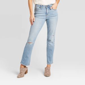 Women's High-Rise Relaxed Fit Straight Cropped Jeans - Universal Thread™ Light wash | Target