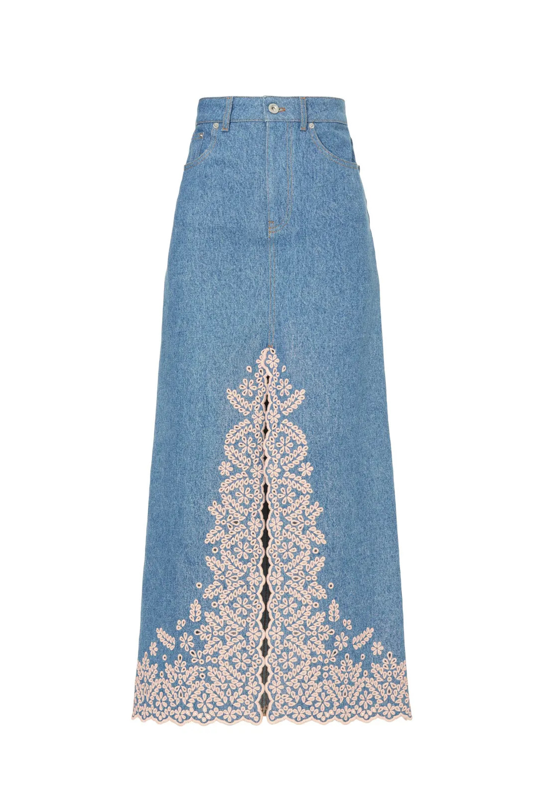 Lace Denim Skirt | Rent the Runway