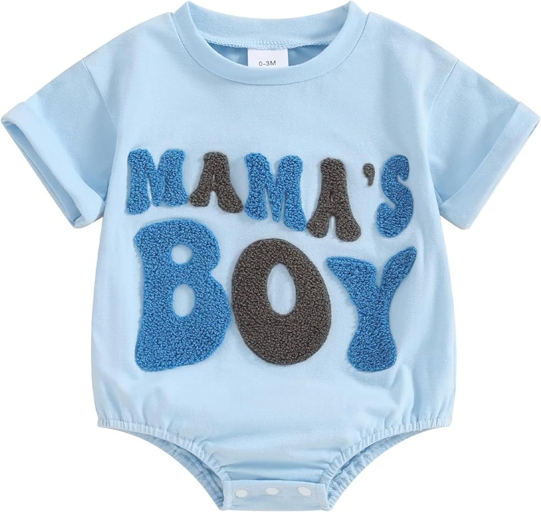 Lamuusaa Newborn Infant Baby Boy Summer Outfit Embroidery Short Sleeve Romper Bodysuit Tops Mamas... | Amazon (US)