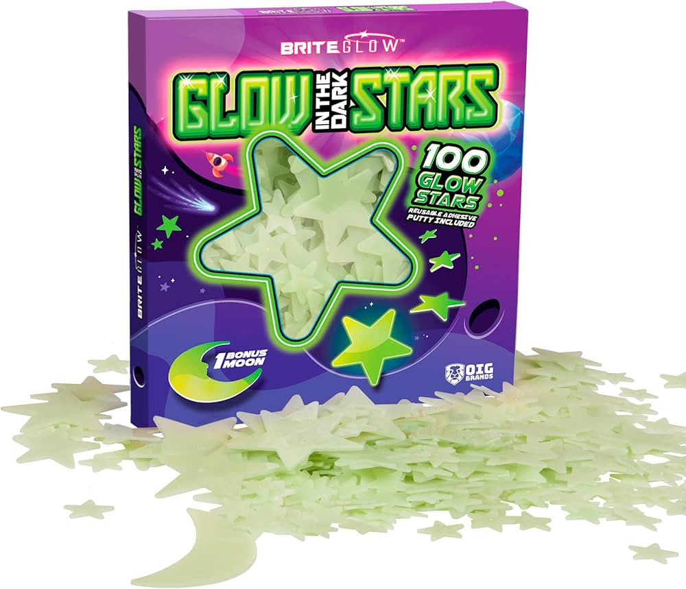 Glow in The Dark Stars Stickers for Ceiling, Adhesive 100pc 3D Glowing Stars and Moon for Kids Be... | Amazon (US)