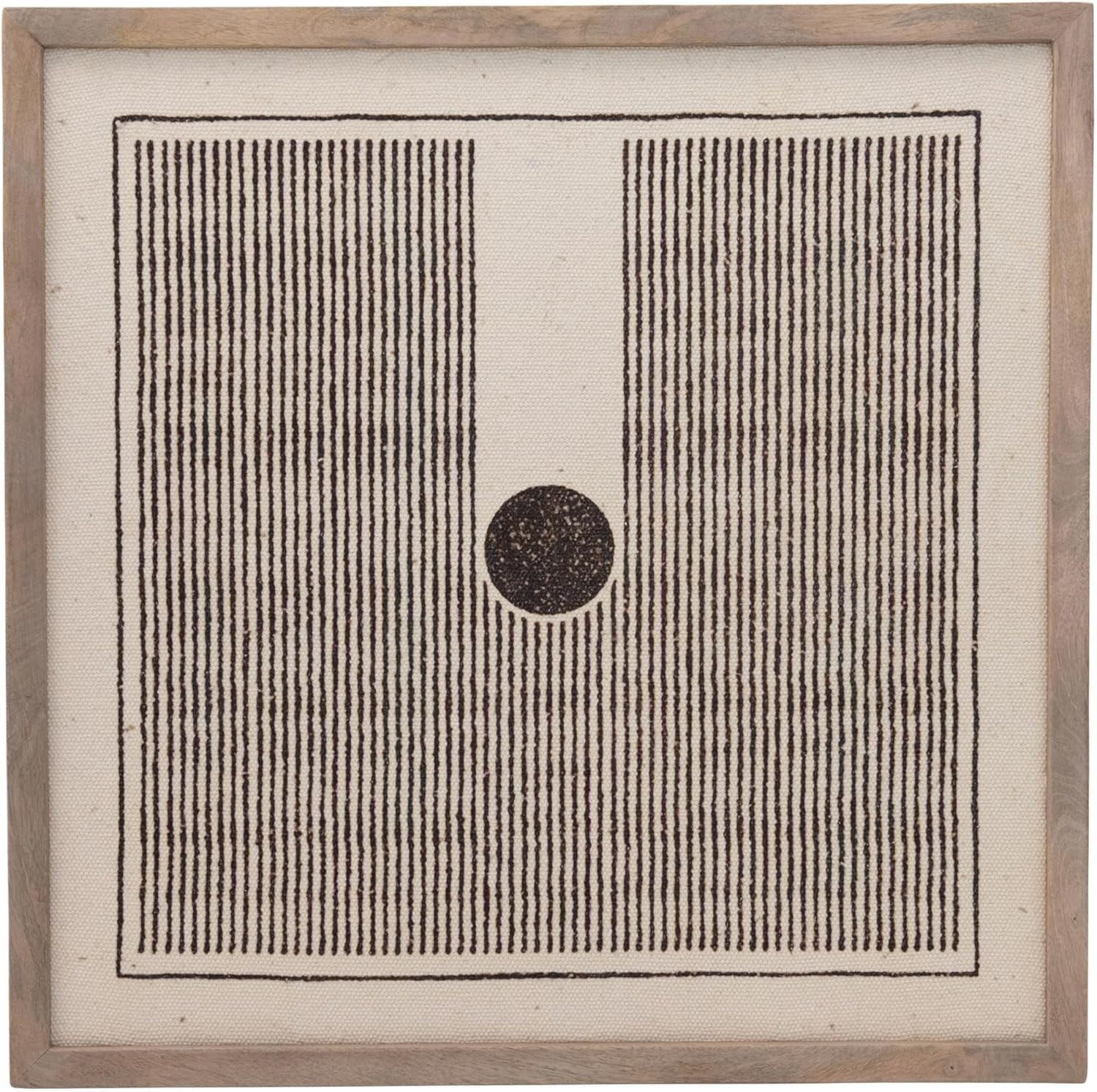 Bloomingville Mango Wood Framed Printed Dhurrie Wall Decor, Black and Cream | Amazon (US)