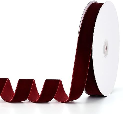 Burgundy Velvet Ribbon 1" x 20Yd,Great for Gift Wrapping,Hair Bows Making, Wreaths,Wedding and Ch... | Amazon (US)