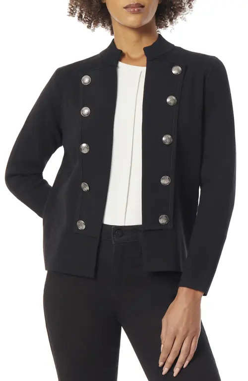 Jones New York Long Sleeve Band Cardigan in Jones Black at Nordstrom, Size Medium | Nordstrom