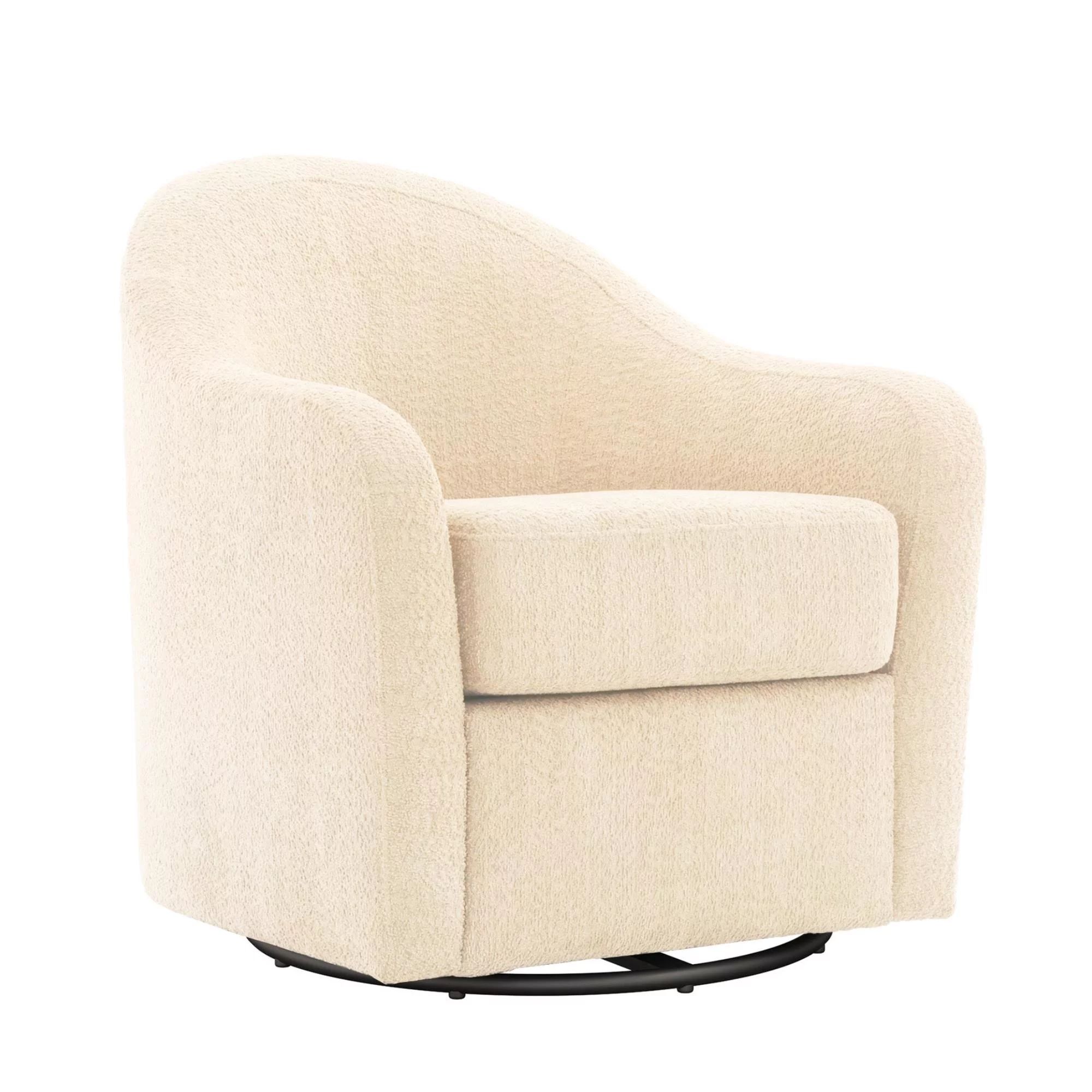 DHP Gentle Swivel Curved Accent Chair, Ivory Boucle - Walmart.com | Walmart (US)