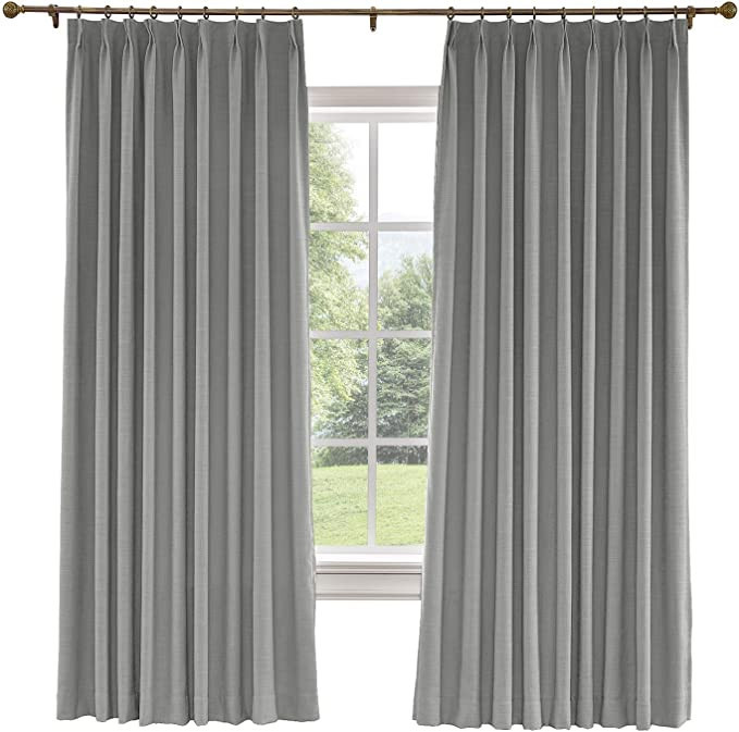 TWOPAGES 100 W x 96 L inch Pinch Pleat Darkening Drape Faux Linen Curtain with Blackout Lining Dr... | Amazon (US)