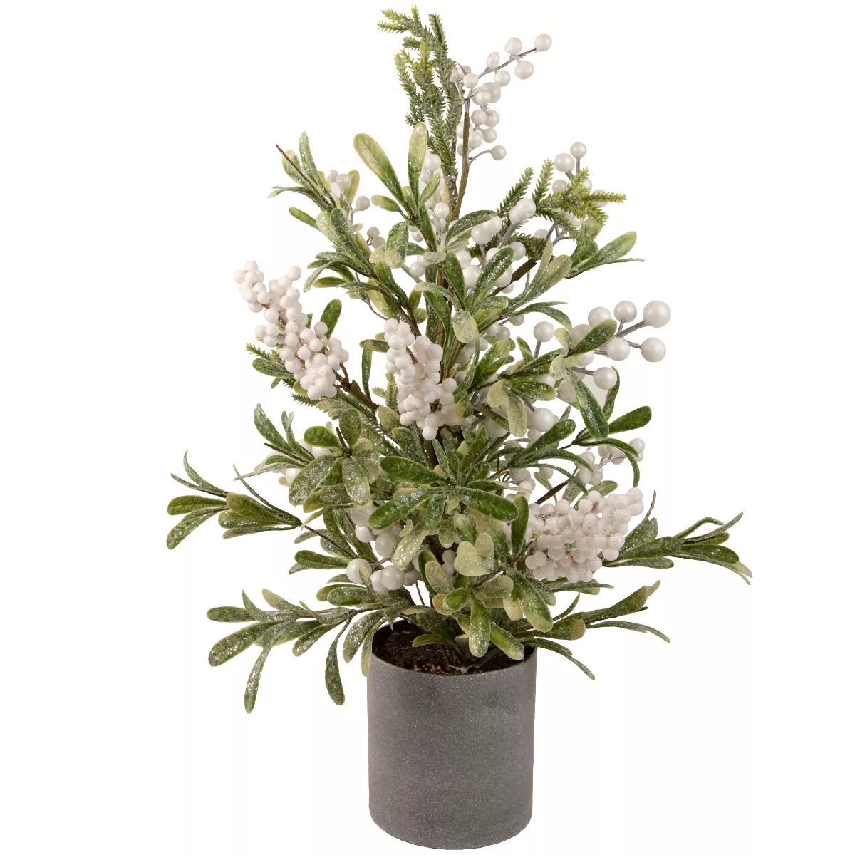Northlight 2' Potted White Berry and Frosted Pine Christmas Tree, Unlit | Target