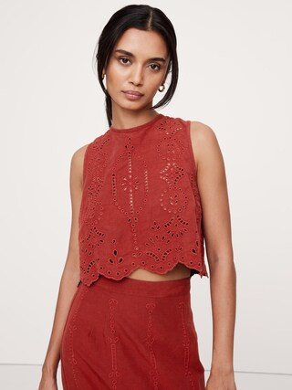 TENCEL™-Linen Eyelet Tank | Banana Republic (CA)