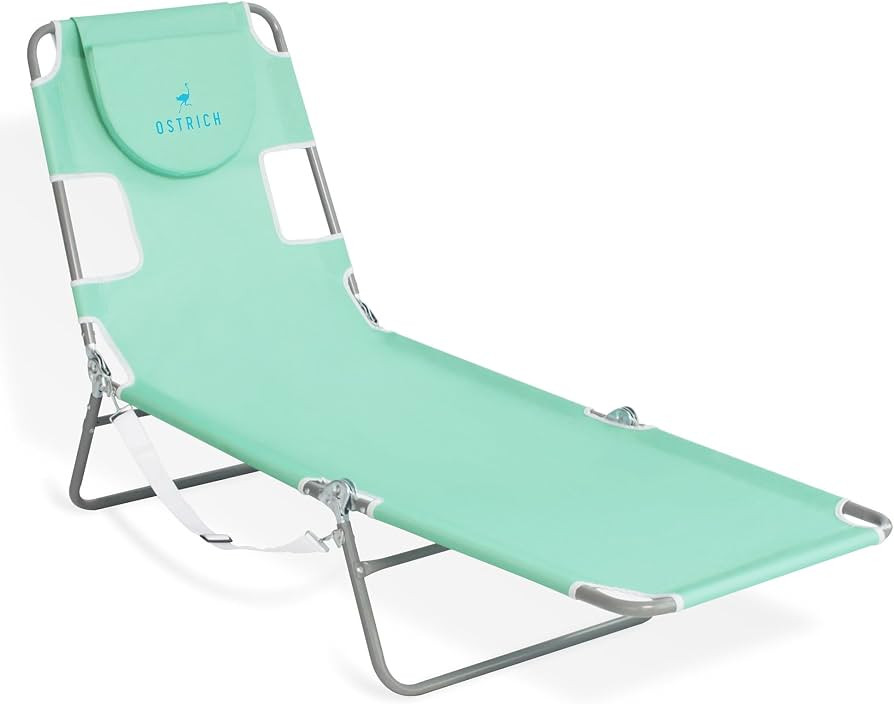 Ostrich Folding Beach Lounge Chair, Reclining Outdoor Chaise Lounger, Teal | Amazon (US)