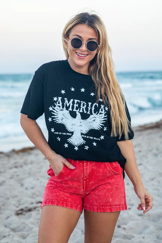 American Eagle Black Oversized Graphic Tee | Pink Lily